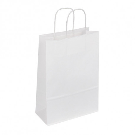 Sac kraft blanc poignées torsadées 22 x 10 x 31 cm