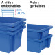 Bac plastique Gerbable Emboîtable à 70% Plein 600 x 400 x 150 mm Bleu