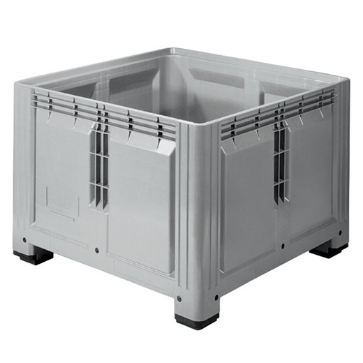 Caisse palette plastique rigide pleine - 3 semelles 1200 x 1200 x 870 mm Gris Caisse palette plastique rigide pleine - 3 semelles 1200 x 1200 x 870 mm Gris