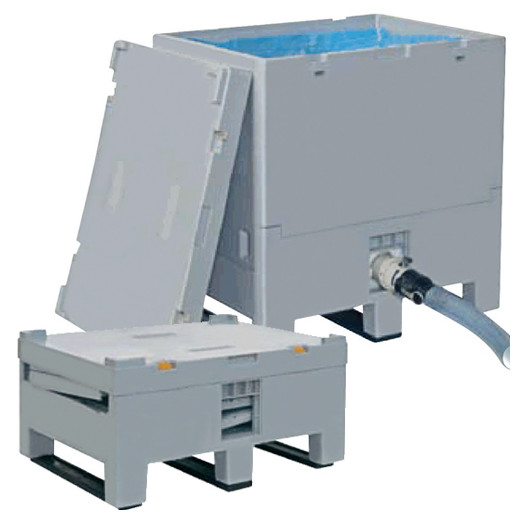 Combo Caisse palette plastique pour liquide 250L 809x609x833 mm Gris Combo Caisse palette plastique pour liquide 250L 809x609x833 mm Gris