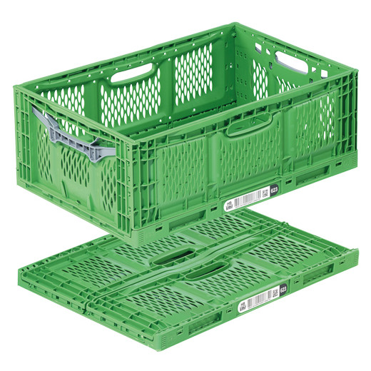 Bac plastique pliable ajouré vert 600 x 400 x 230 mm