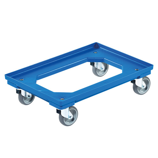 Plateforme plastique roulante Roues caoutchouc ABS 610 x 410 x 170 mm Bleu