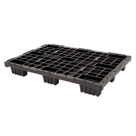 Palette plastique ajourée 9 pieds rebords 1200 x 800 x 150 mm Noir