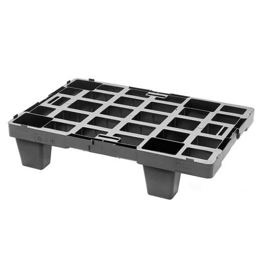 Palette plastique légère PEHD recyclé emboitable ajouré 4 plots 600 x 400 x 140 mm