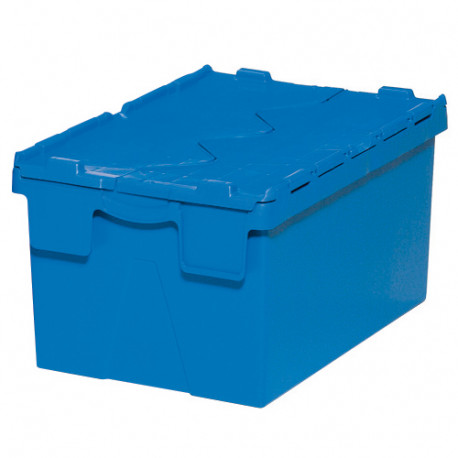 Bac plastique Gerbable Emboîtable Plein avec Couvercle intégré 600 x 400 x 310 Bleu