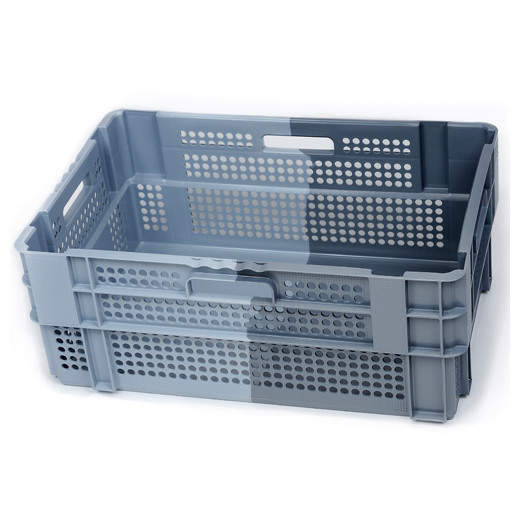 Bac plastique Gerbable Emboîtable à 50% Ajouré Fond plein Bicolore 600 x 400 x 240 mm