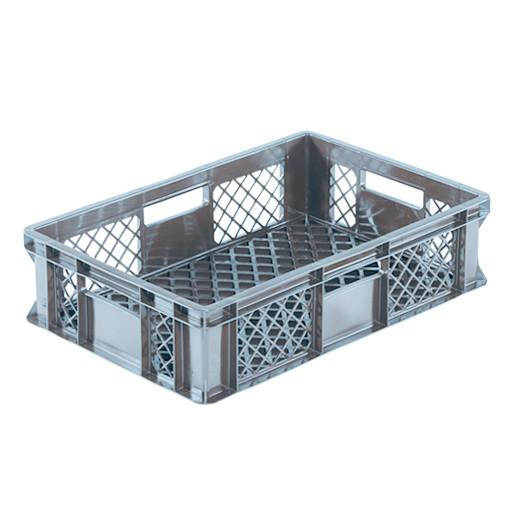 Bac plastique gerbable Norme Europe ajouré Eco multicolore Gris 600 x 400 x 150 mm