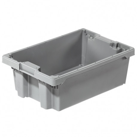 Bac plastique Gerbable Emboîtable à 70% Plein 600 x 400 x 210 mm Gris