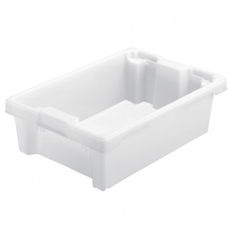 Bac plastique Gerbable Emboîtable A 70% Plein + trous 600 x 400 x 160 mm Blanc