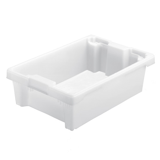 Bac plastique Gerbable Emboîtable A 70% Plein + trous 600 x 400 x 160 mm Blanc