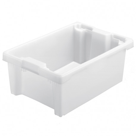 Bac plastique Gerbable Emboîtable A 70% Plein + trous 600 x 400 x 210 mm Blanc