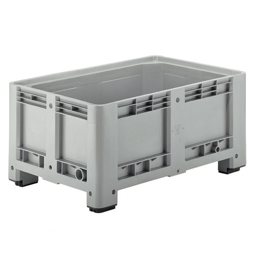 Caisse palette plastique rigide pleine - 4 pieds 1200 x 800 x 580 Gris
