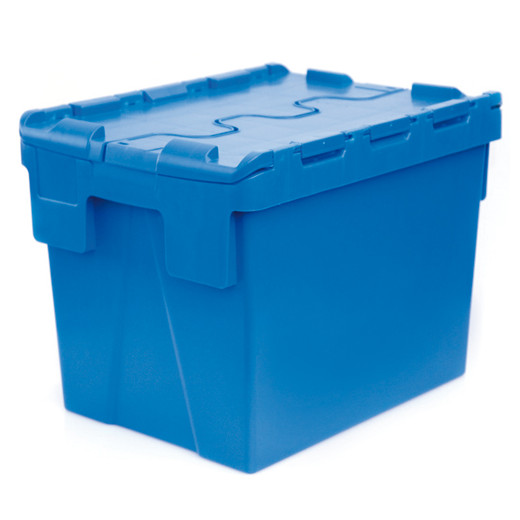 Bac plastique Gerbable Emboîtable Plein avec Couvercle intégré 400 x 300 x 310 Bleu