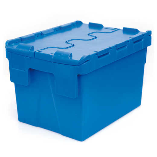 Bac plastique Gerbable Emboîtable Plein avec Couvercle intégré 400 x 300 x 265 Bleu