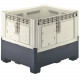Caisse palette plastique pliable pleine - 2 semelles 1200 x 1000 x 978 mm Ivoir Noir