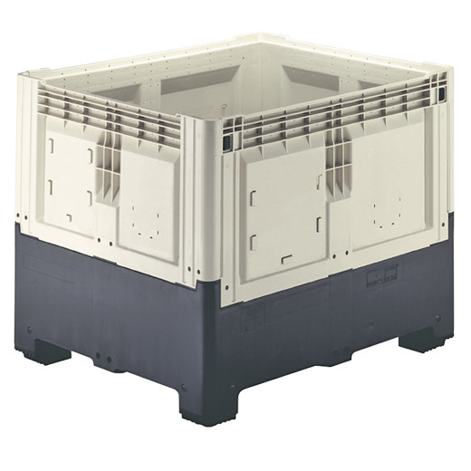 Caisse palette plastique pliable pleine - 2 semelles 1200 x 1000 x 978 mm Ivoir Noir