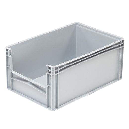 Bac de rangement avec ouverture Norme Europe 600 x 400 x 270 mm Gris