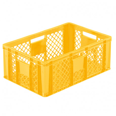 Bac plastique gerbable Norme Europe ajouré Eco multicolore Jaune 600 x 400 x 240 mm