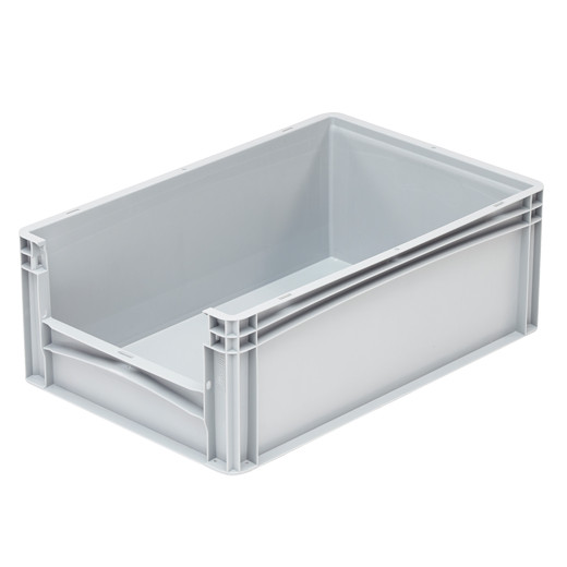 Bac de rangement avec ouverture Norme Europe 600 x 400 x 220 mm Gris