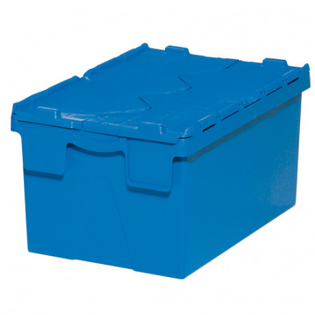 Bac plastique Gerbable Emboîtable Plein avec Couvercle intégré 600 x 400 x 265 Bleu