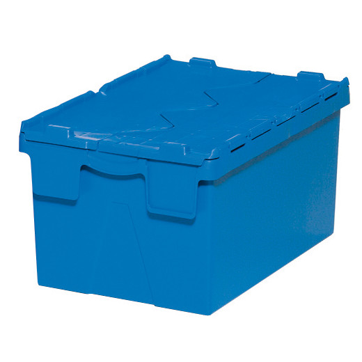 Bac plastique Gerbable Emboîtable Plein avec Couvercle intégré 600 x 400 x 265 Bleu