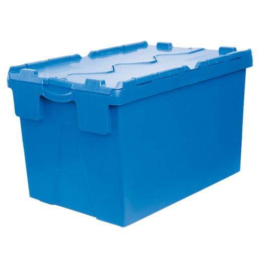 Bac plastique Gerbable Emboîtable Plein avec Couvercle intégré 600 x 400 x 365 Bleu