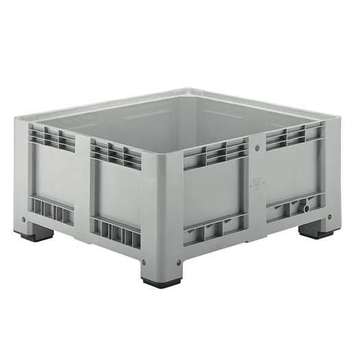Caisse palette plastique rigide pleine - 4 pieds 1200 x 1000 x 580 mm Gris