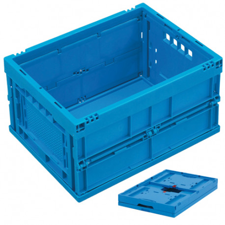 Bac plastique pliable plein bleu 400 x 300 x 220 mm