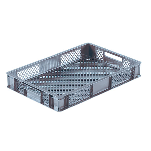 Bac plastique gerbable Norme Europe ajouré Eco multicolore Gris 600 x 400 x 90 mm