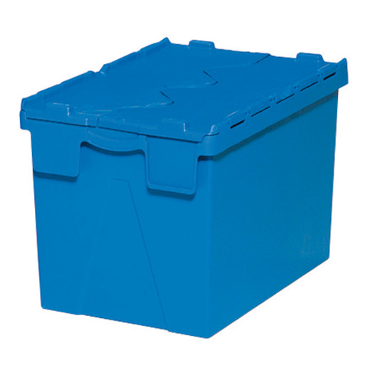 Bac plastique Gerbable Emboîtable Plein avec Couvercle intégré 600 x 400 x 400 Bleu