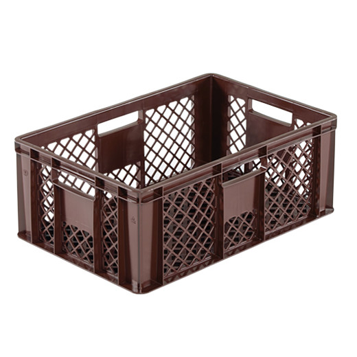 Bac plastique gerbable Norme Europe ajouré Eco multicolore Marron 600 x 400 x 240 mm