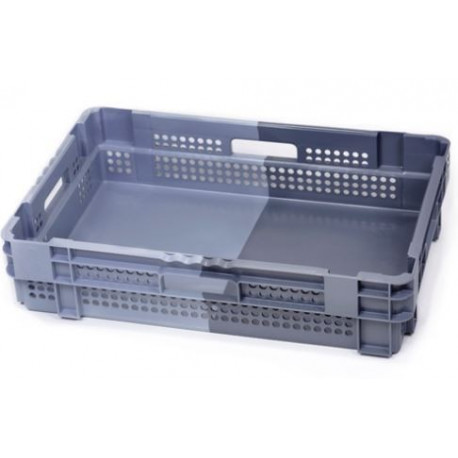 Bac plastique Gerbable Emboîtable à 50% Ajouré Fond plein Bicolore 600 x 400 x 140 mm