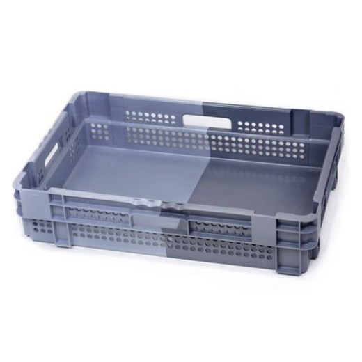 Bac plastique Gerbable Emboîtable à 50% Ajouré Fond plein Bicolore 600 x 400 x 140 mm