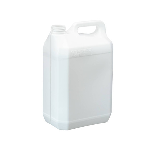Jerrican plastique PEHD Rectangulaire  5L   Bague 42mm 160g STYLE Blanc Inviolable Ligne de visibilité Homolog