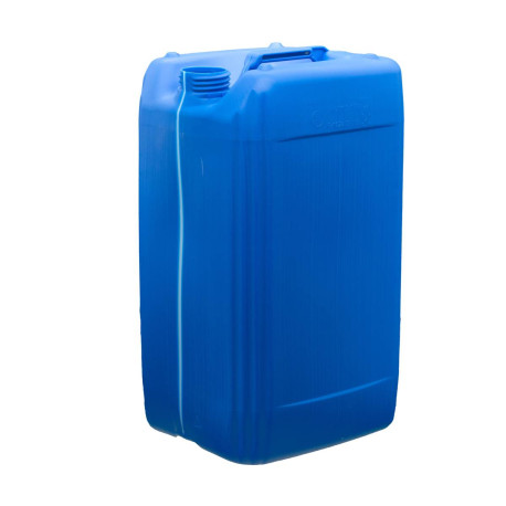 Jerrican plastique 25L Rectangulaire 900 g Bleu Bague DIN61 Sigle Tactile Homologué