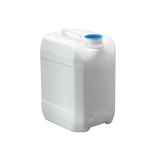 Bidon plastique PEHD Rectangulaire Gerbable 10L Bague DIN61 450g Operculé Sigle Tactile Homologué Blanc