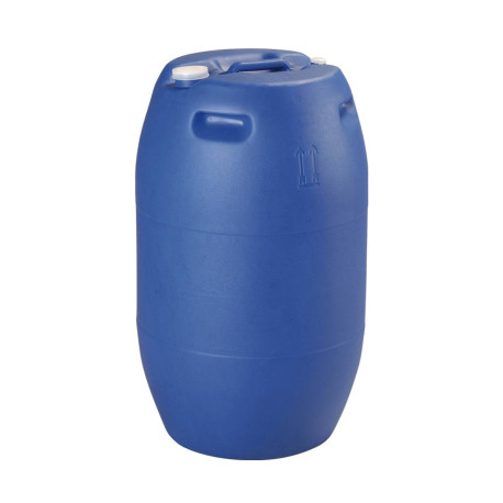 Fût Plastique PEHD 120L Bleu 1 Bonde 2 pouce avec TCPR et 1 Bonde 3/4 de pouce Homologué