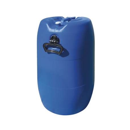 Fût Plastique PEHD 60L Bleu 1 Bonde 2 pouce avec TCPR et 1 Bonde 3/4 de pouce avec capsule