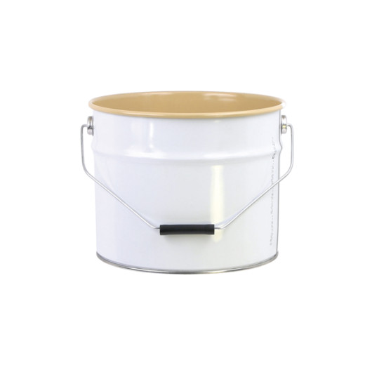 Seau Fer Blanc 12L Extérieur Couché Blanc Intérieur Verni Diamètre 305mm Anse métal Homologué 