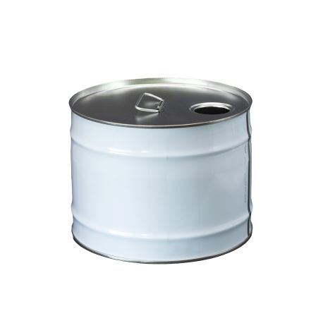 Touque métal 12.5L Cylindrique Perçage 55mm Ext. Couché Blanc Nu Int. Homologué