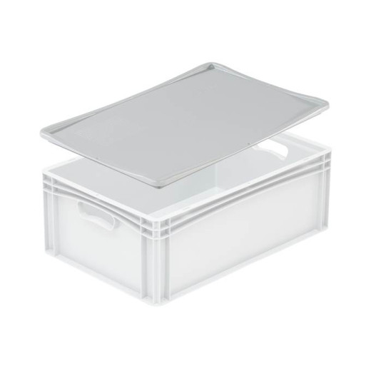 Couvercle coiffant pour Bac Norme Europe Plein 600 x 400 Gris