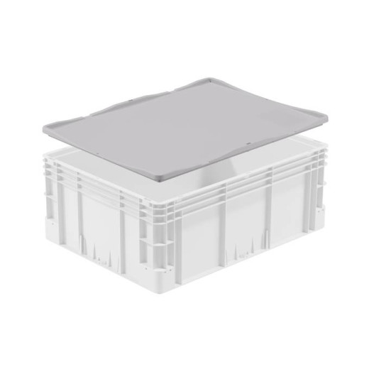 Couvercle coiffant pour Bac Norme Europe Plein 800 x 600 Gris