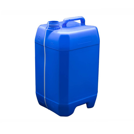 Bidon plastique PEHD Carré 25L Bague DIN61 1100g Ligne de visibilité Homologué Bleu