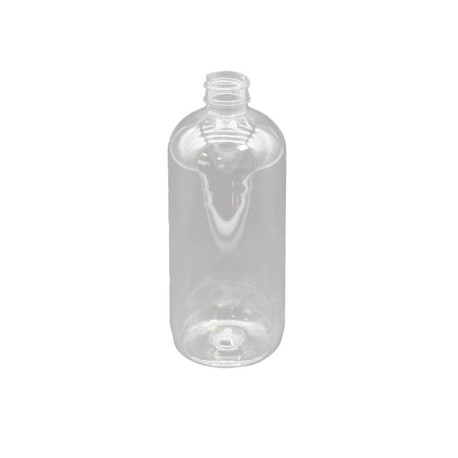 Flacon plastique PET Rond Boston 500ml  Bague 28/410 34g Transparent