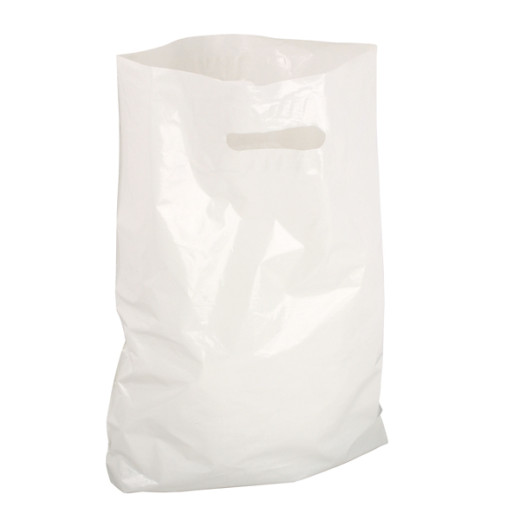 Sac plastique blanc poignée découpée 350 x 40 x 450 mm