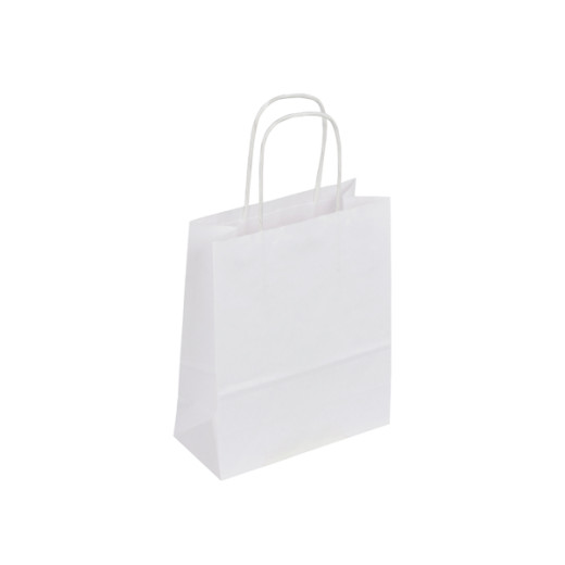 Sac kraft blanc poignées torsadées 18 x 8 x 22 cm