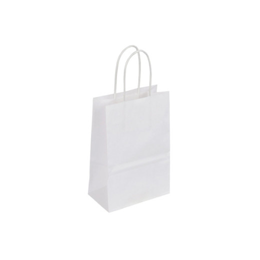 Sac kraft blanc poignées torsadées 14 x 8 x 21 cm
