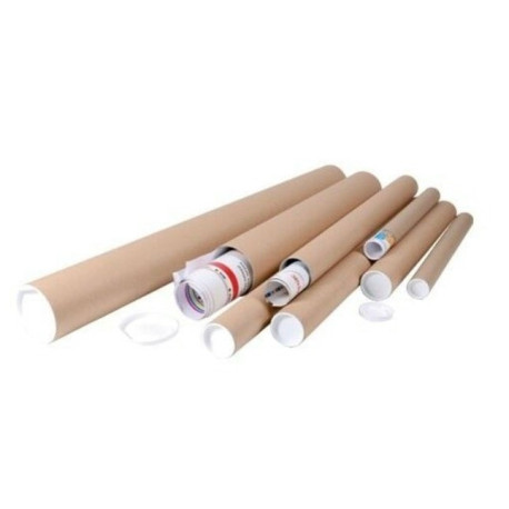 Tube  d'expédition brun à bouchon plastique 450 x 50 mm