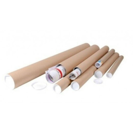 Tube  d'expédition brun à bouchon plastique 610 x 70 mm