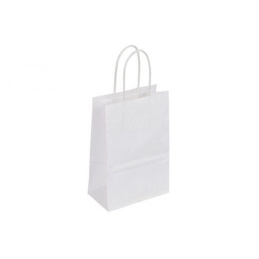 Paquet de 50 sacs kraft blanc poignées torsadées 32x12x44cm
